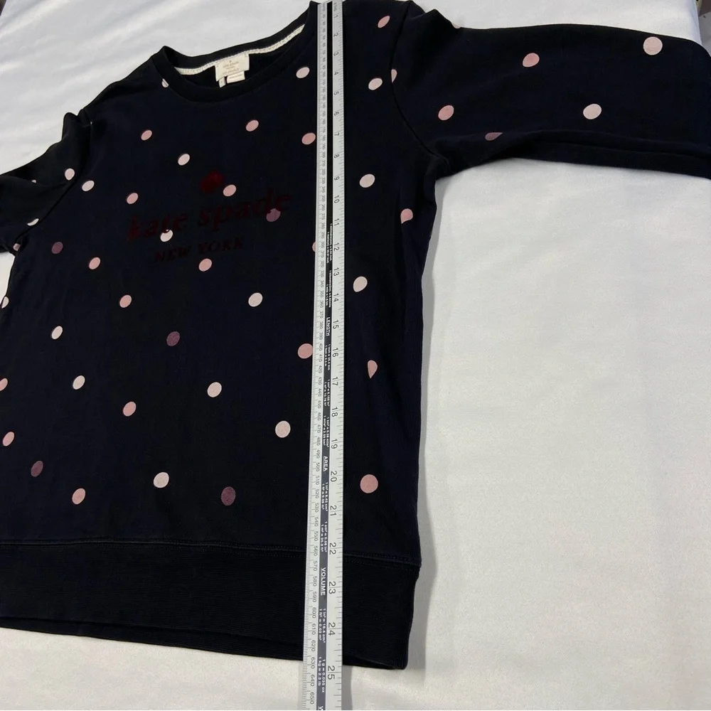 EUC Kate Spade Brooke Street Bakery Dot Black Pink Polka Dot Sweatshirt Small - Picture 9 of 15